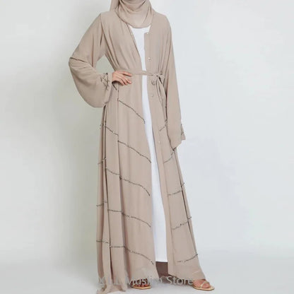 Dubai 2024 Luxury Opened Kimono Abaya Long Loose Dress Prayer Garment for Women - Elegant Party Kaftan, Modest Islamic Fashion, Spring Summer Wear, Sizes S-XXL