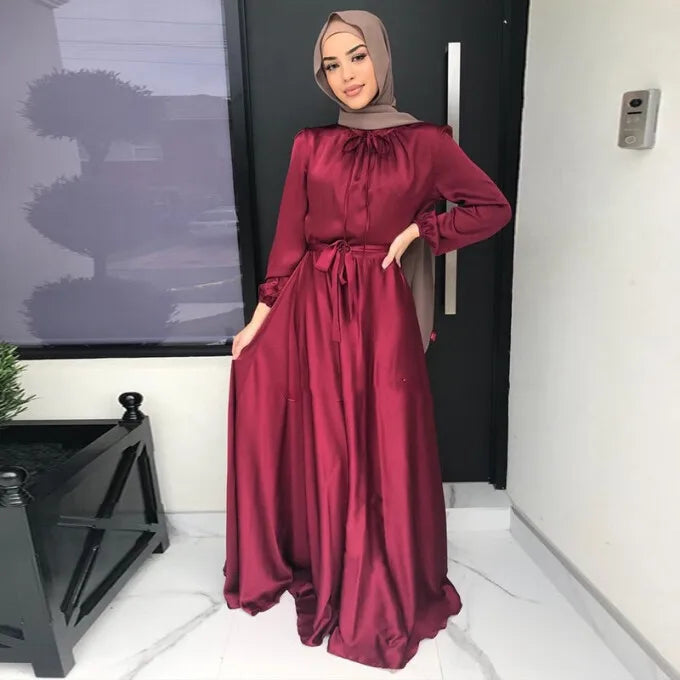 muslim women abaya dubai luxury dress evening long satin robe - elegant modest wear for special occasions, comfortable fit, available in multiple colors and sizes s to xxl