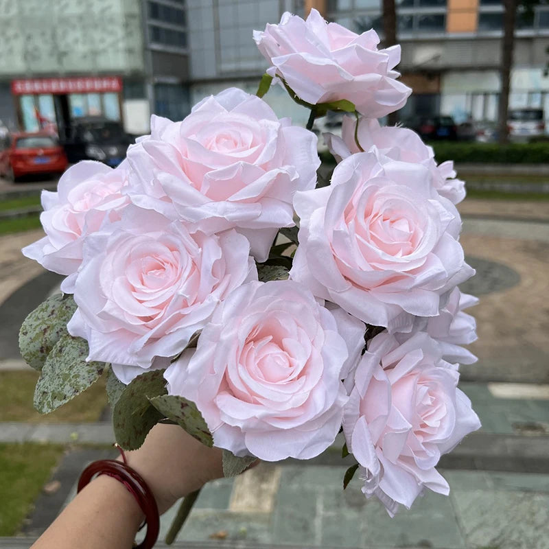 9 heads diamond rose artificial floral bride bouquet wedding flower wall accessories party gift home decor photo props decor