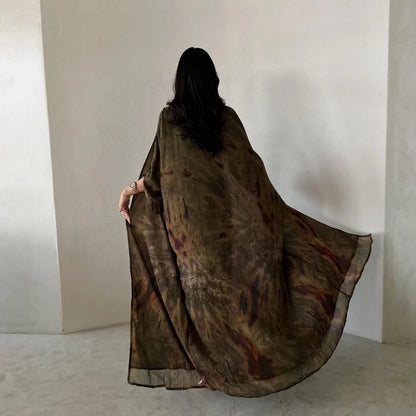 Muslim Woman Dress Chiffon Abaya Dubai Luxury Robe Prayer Clothes Ramadan Wear - Elegant Lightweight Robe for Modest Fashion, Perfect for Autumn and Winter Celebrations