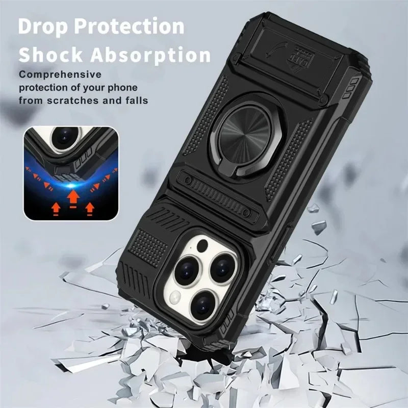 case for iphone 16 15 14 13 12 11 pro max xs xr 8 7 plus magnetic rotated ring kickstand heavy duty drop protection wallet cover