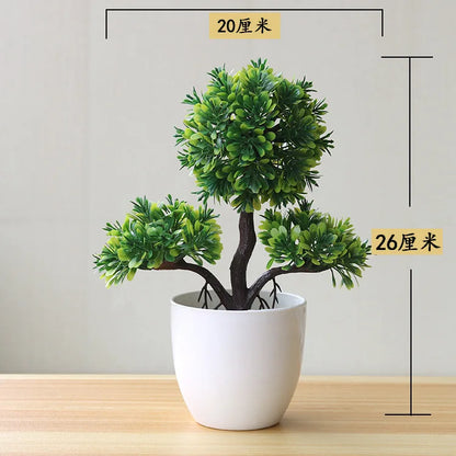 Artificial Bonsai Tree Decorative Plant, Plastic Fake Flowers with Pot, Desktop Ornament for Home, Office, Hotel, Garden, Anniversary, and Exhibition Use