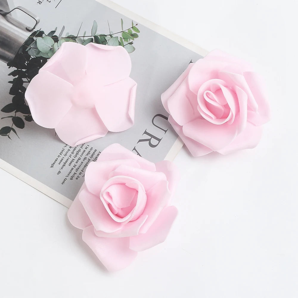 artificial rose flower heads 7cm | wedding party home decor | garden diy crafts | 10/20/50 pack | anniversary birthday housewarming event decoration