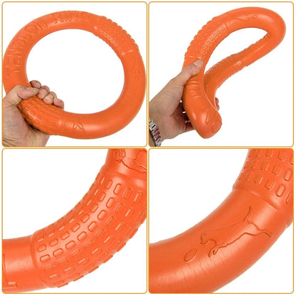Durable Orange Dog Toy Flying Disc, EVA Rubber, Interactive Fetch Ring, Pet Exercise Accessory, Safe Flexible Design, Easy Grip, Outdoor Training, Perfect for Active Dogs