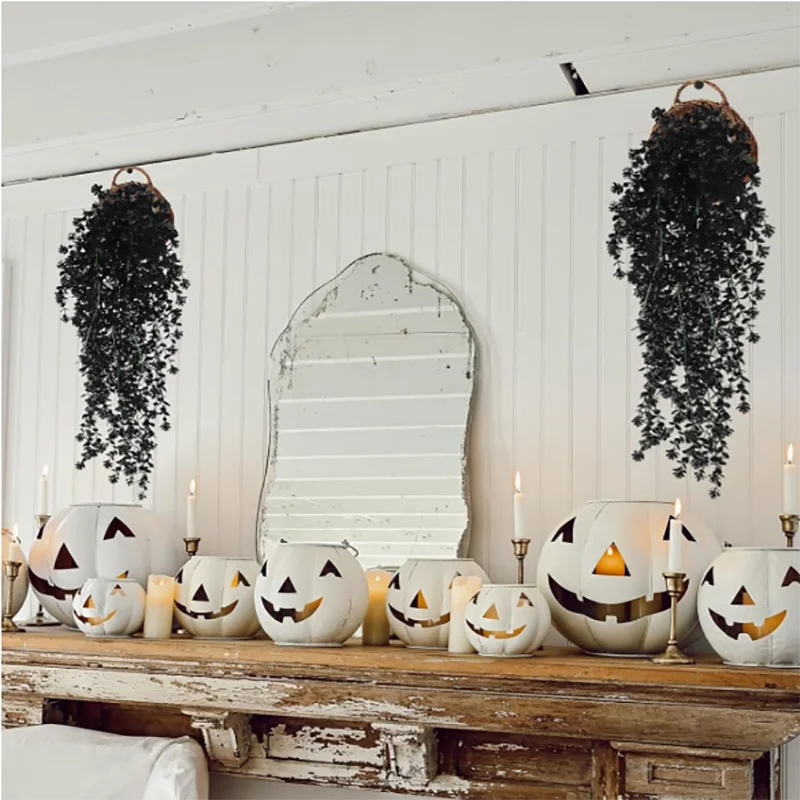 artificial black vines, uv-resistant hanging decoration, set of 2 - perfect for outdoor, indoor, home, garden, halloween, bridal showers, and exhibitions