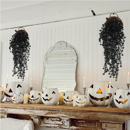 Artificial Black Vines, UV-Resistant Hanging Decoration, Set of 2 - Perfect for Outdoor, Indoor, Home, Garden, Halloween, Bridal Showers, and Exhibitions