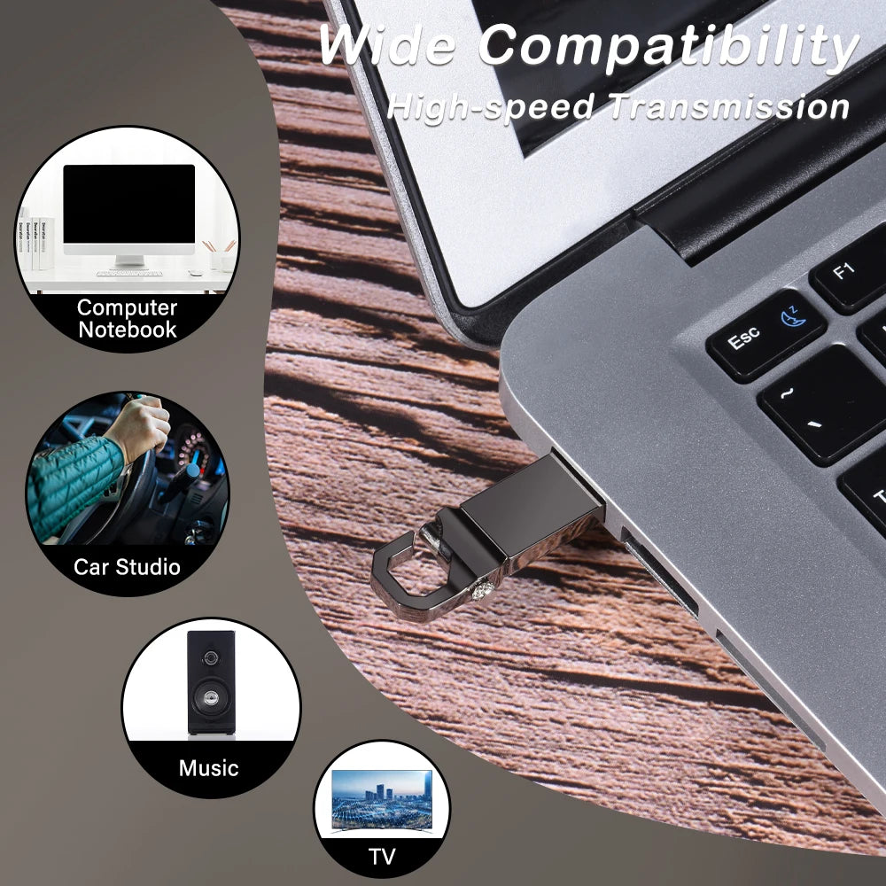 usb 2.0 flash drive 64gb metal mini carabiner, waterproof high speed memory stick for business and photography, available in gray, silver, gold - 32gb, 16gb options
