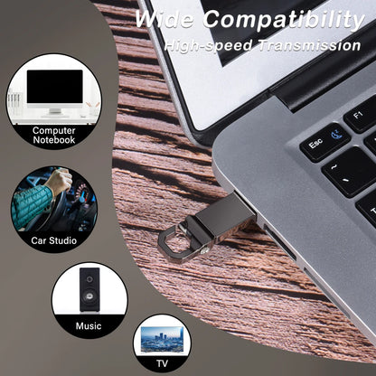 USB 2.0 Flash Drive 64GB Metal Mini Carabiner, Waterproof High Speed Memory Stick for Business and Photography, Available in Gray, Silver, Gold - 32GB, 16GB Options