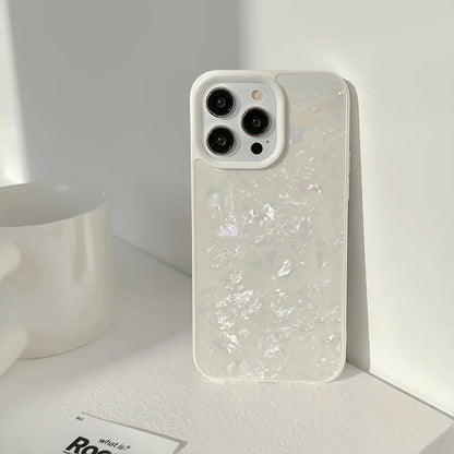 Luxury Shell Pattern Hard PC Phone Case for iPhone 14/15/16 Plus, Pro, Max – Soft Shockproof Silicone Bumper, Anti-Fingerprint, Dustproof