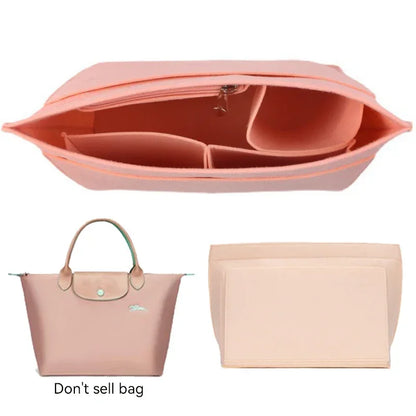CCBODILY Bag Organizer for Longchamp Handbag Felt Liner Travel Purse Insert with Pockets Makeup Bag Support Fit Various Bags