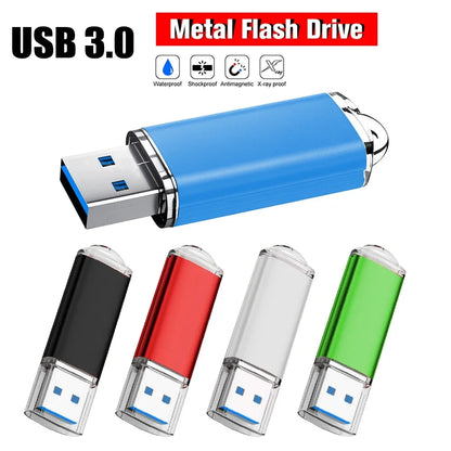 64GB USB 3.0 Metal Flash Drive Waterproof Memory Stick for PC, Car, TV - High-Speed Data Transfer, Durable Storage Solution