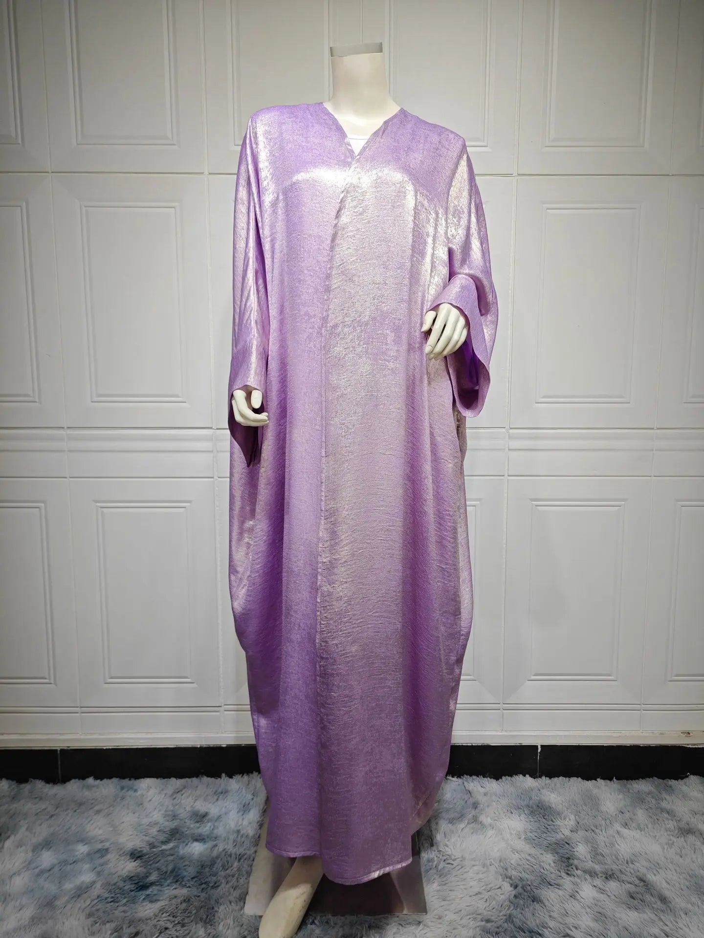 shiny satin batwing abaya caftan femme open abayas luxury kaftan for women dubai turkey kebaya outfit robe clothing musulmane - elegant and stylish fashion