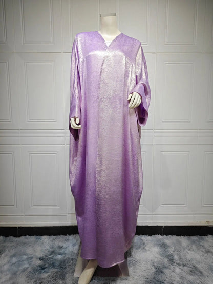 Shiny Satin Batwing Abaya Caftan Femme Open Abayas Luxury Kaftan for Women Dubai Turkey Kebaya Outfit Robe Clothing Musulmane - Elegant and Stylish Fashion