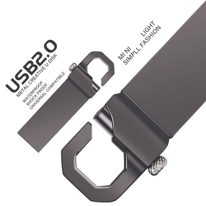 USB 2.0 Flash Drive 64GB Metal Mini Carabiner, Waterproof High Speed Memory Stick for Business and Photography, Available in Gray, Silver, Gold - 32GB, 16GB Options