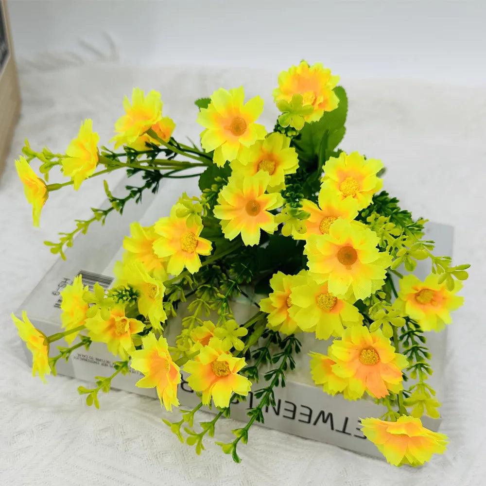 artificial flowers bundle, uv resistant, outdoor indoor decoration, fake greenery for home, garden, office, kitchen, wedding, plastic rose flower branch, versatile decor