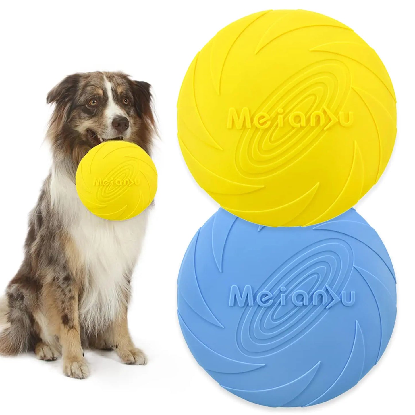 7" rubber dog flying disc, fetch toy for outdoor fun, floatable and lightweight, bright colours, ideal for training and play on water and land
