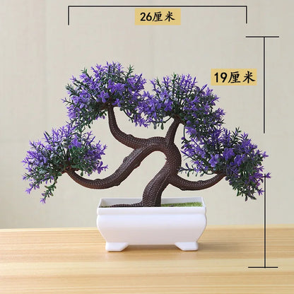 Artificial Bonsai Tree Decorative Plant, Plastic Fake Flowers with Pot, Desktop Ornament for Home, Office, Hotel, Garden, Anniversary, and Exhibition Use