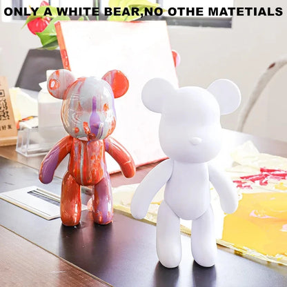 B0BR4ZKZCV DIY Fluid Bear Sculpture Handmade Bearbrick Doll Ornaments Violent Bear Graffiti Painting Parent-child Toy Gift Home Decoration