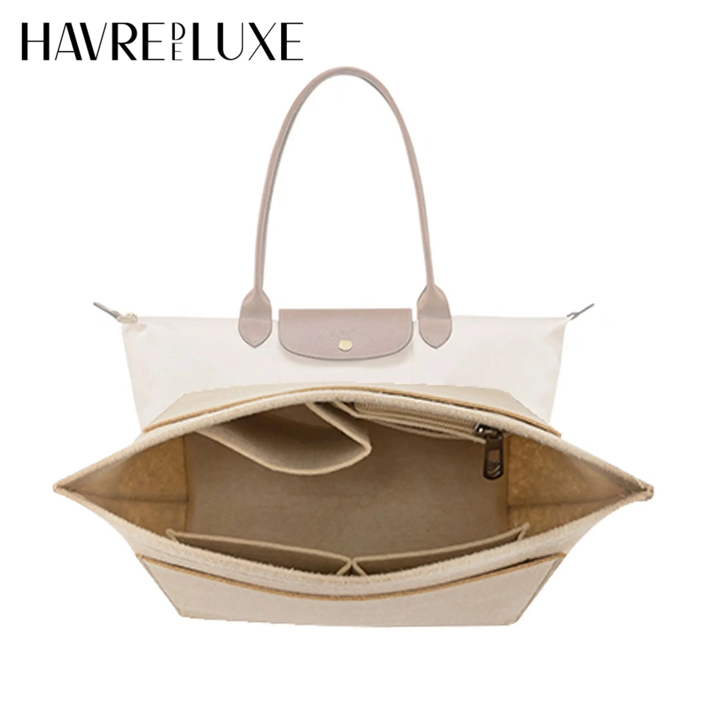 havredeluxe felt bag purse organizer for longchamp medium tote bag insert liner makeup storage travel handbag inner bag