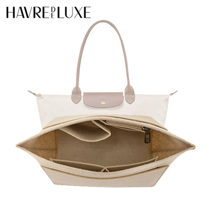 HAVREDELUXE Felt Bag Purse Organizer For Longchamp Medium Tote Bag Insert Liner Makeup Storage Travel Handbag Inner Bag