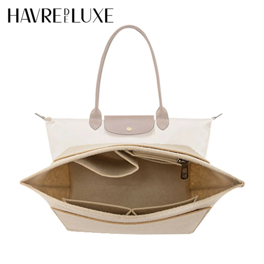 HAVREDELUXE Felt Bag Purse Organizer For Longchamp Medium Tote Bag Insert Liner Makeup Storage Travel Handbag Inner Bag