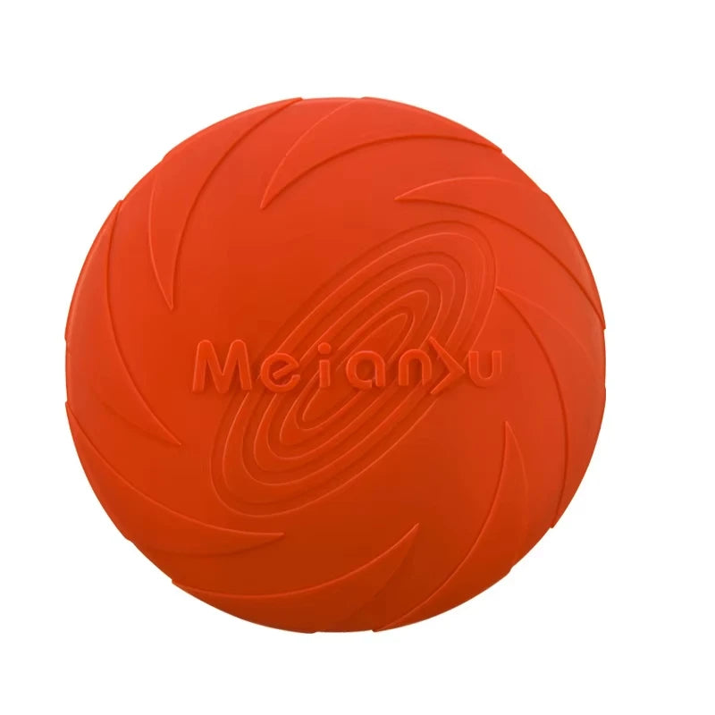7" rubber dog flying disc, fetch toy for outdoor fun, floatable and lightweight, bright colours, ideal for training and play on water and land
