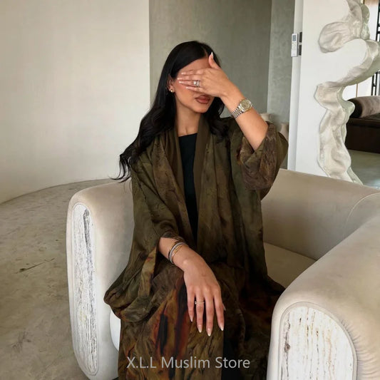 Muslim Woman Dress Chiffon Abaya Dubai Luxury Robe Prayer Clothes Ramadan Wear - Elegant Lightweight Robe for Modest Fashion, Perfect for Autumn and Winter Celebrations