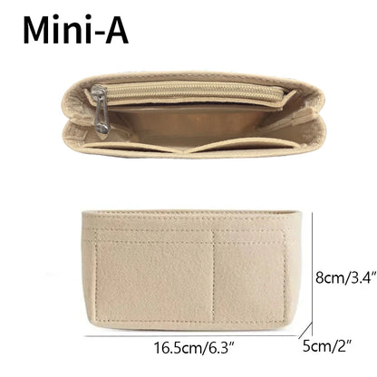 Bag Organizer for Longchamp Small Tote Bag Timid Bag Storage & Finishing Inner Bag Liner Handbags Insert Organizer Fit Mini Size with Zipper and Multiple Pockets