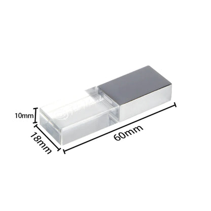 64 gb Crystal USB Flash Drive 64GB Blue LED Pen Drive Silver Gloden Memory Stick Creative Gift U Disk Green LED Pendrive