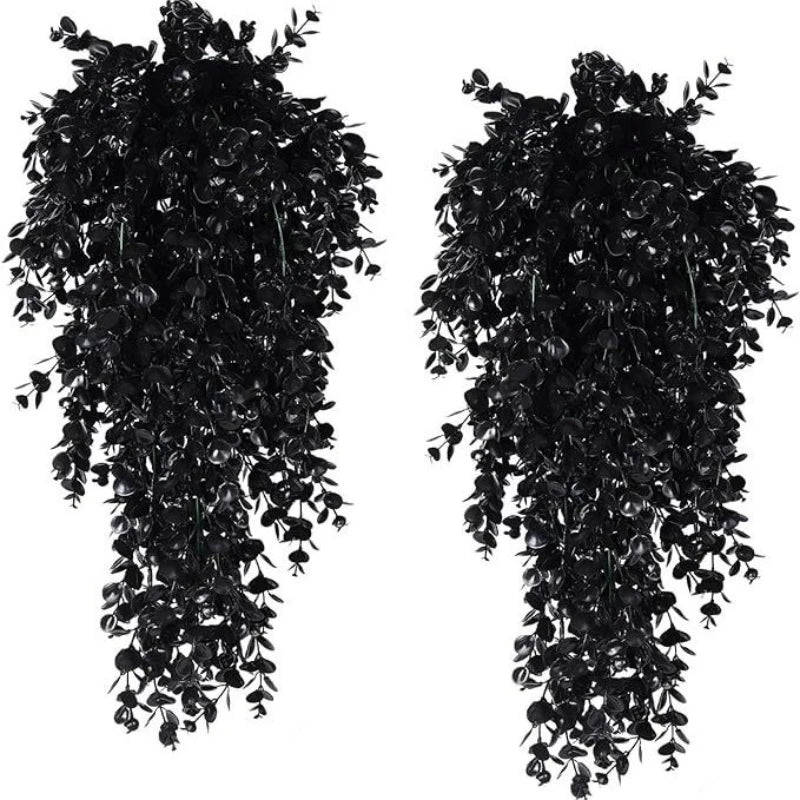 artificial black vines, uv-resistant hanging decoration, set of 2 - perfect for outdoor, indoor, home, garden, halloween, bridal showers, and exhibitions