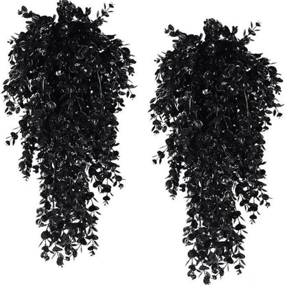 Artificial Black Vines, UV-Resistant Hanging Decoration, Set of 2 - Perfect for Outdoor, Indoor, Home, Garden, Halloween, Bridal Showers, and Exhibitions