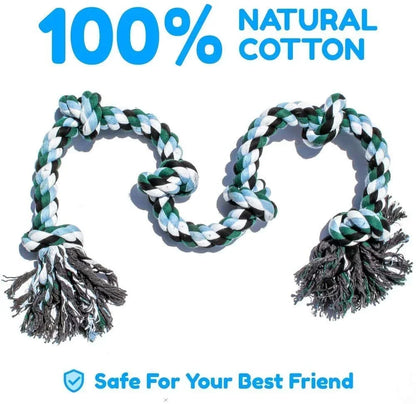 Extra Large 42-Inch Dog Rope Toy, 6 Knots, Durable Linen, Ideal for Aggressive Chewers, Interactive Tug and Fetch, Safe and Strong for Puppies to Adult Dogs