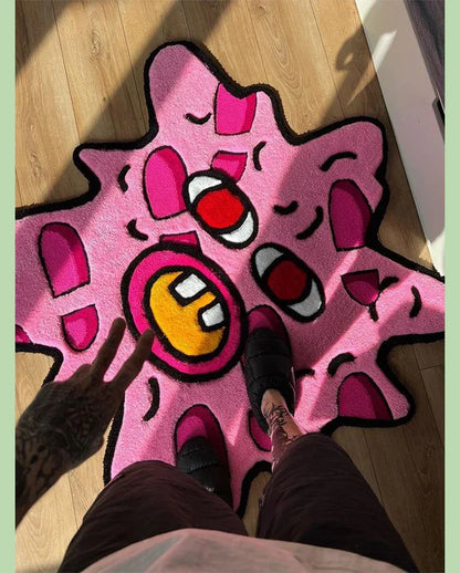Simple Study Room Cloakroom Plush Non-slip Rugs Irregular Pink Bedroom Bedside Soft Carpet Creative Living Room Decoration Rug for Cozy Home Décor