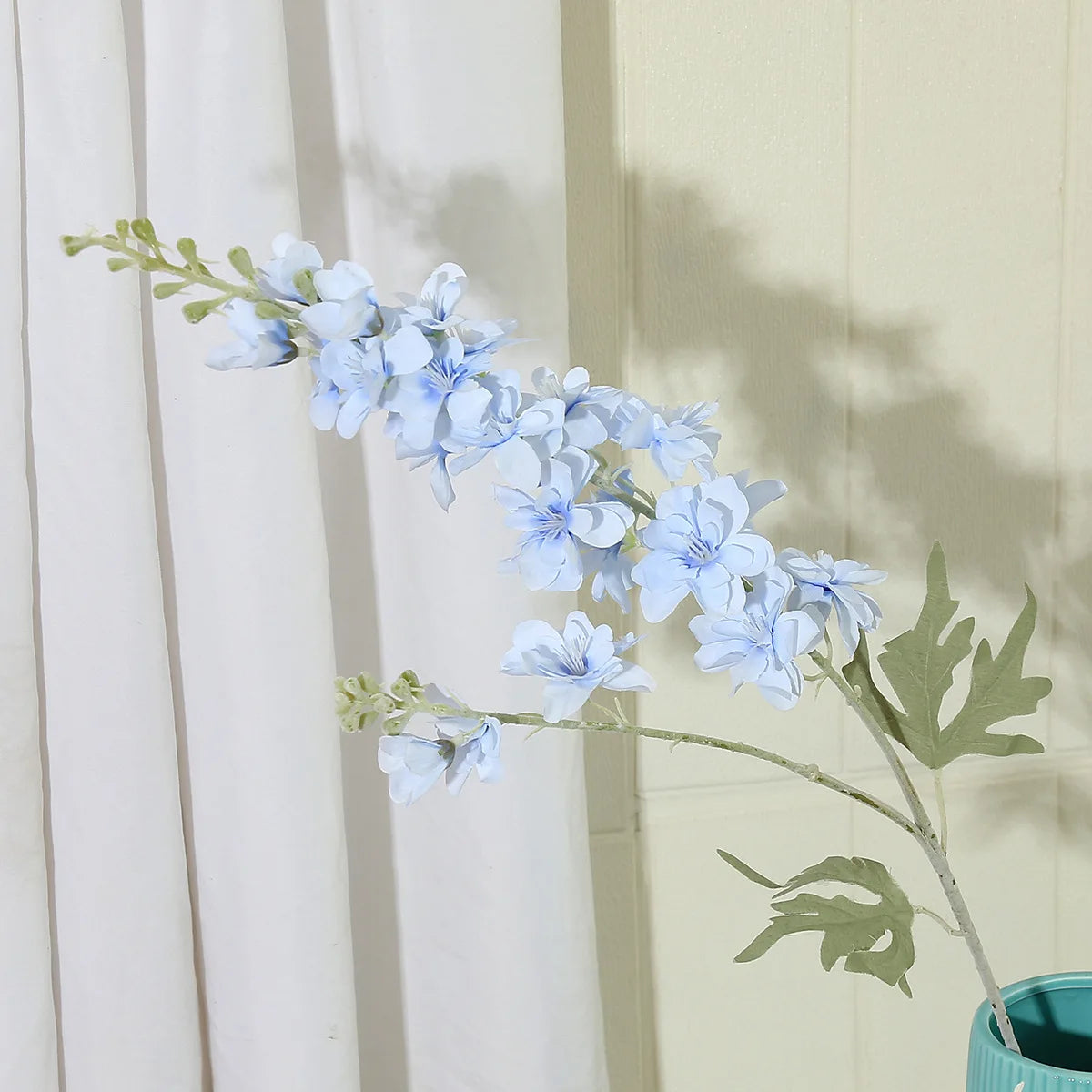 artificial flowers blue delphinium long stem larkspur for wedding centrepieces arrangements, silk flower branch for vase, home decor, party decorations