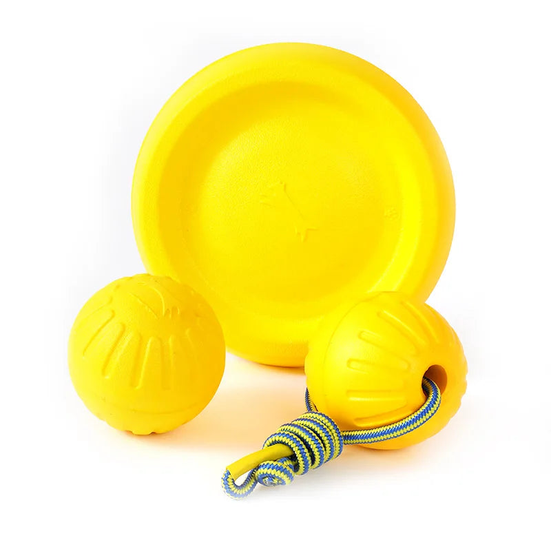 floating pet toy ball set for dogs – durable water play accessories with rope & ring, ideal for fetch, training, teething and interactive fun