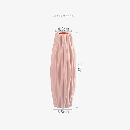21cm Modern Flower Vase, White Pink Green Plastic, Nordic Style Home Decor, Ideal for Living Room and Small Flower Arrangements, Minimalist Ornament, Shatter-Resistant