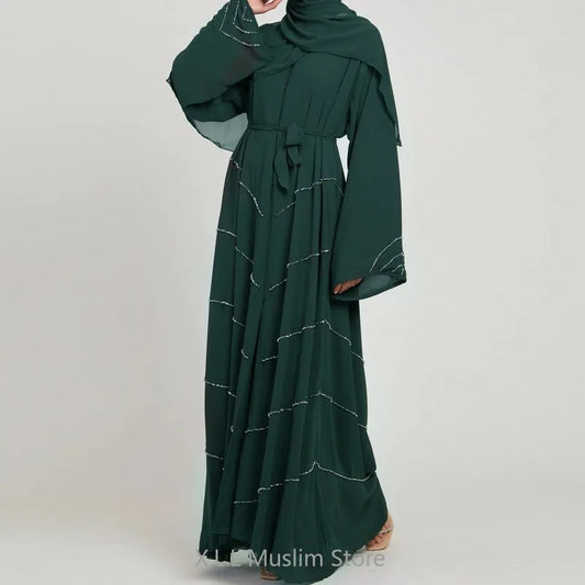 Dubai 2024 Luxury Opened Kimono Abaya Long Loose Dress Prayer Garment for Women - Elegant Party Kaftan, Modest Islamic Fashion, Spring Summer Wear, Sizes S-XXL