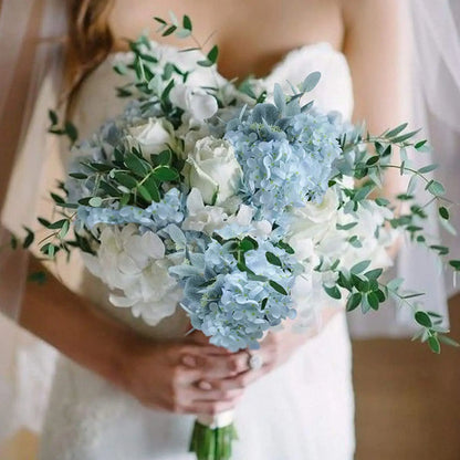 Silk Hydrangea Artificial Bouquet, Decorative Floral Arrangements, Pink White Blue Purple Blooms for Bridal Shower, Indoor Wedding Centerpieces, Home Decor