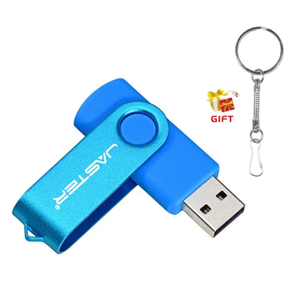 128GB Waterproof USB Flash Drive with Free Key Chain, 64GB Rotatable Memory Stick, Portable and Shatterproof USB 2.0 Thumb Drive for Laptop and Business Gifts