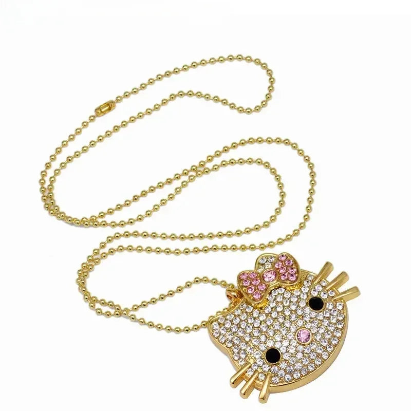 cartoon usb flash drive crystal memory stick 128gb/64gb/32gb/16gb/8gb, cat design usb 2.0, silvery/golden, stylish portable storage for computer and laptop, ce certified