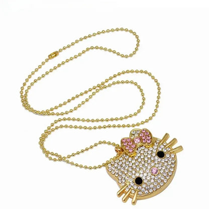 Cartoon USB Flash Drive Crystal Memory Stick 128GB/64GB/32GB/16GB/8GB, Cat Design USB 2.0, Silvery/Golden, Stylish Portable Storage for Computer and Laptop, CE Certified