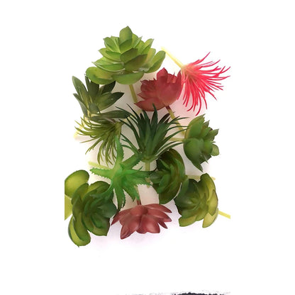 12pcs PVC Artificial Succulents Set - Flocking Fake Green Plants for Home, Office, Desktop Bonsai Decor, Miniature Potted Flowers, Fairy Garden Accessories