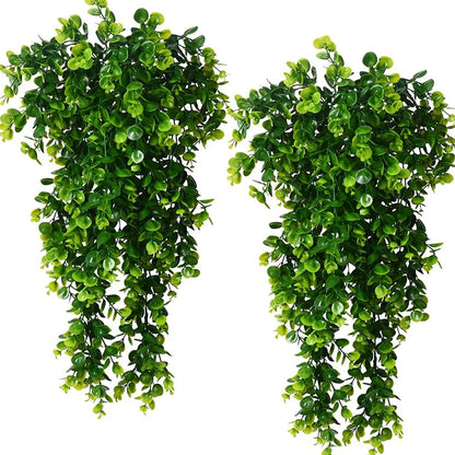 Artificial Hanging Eucalyptus Vines, UV Resistant Faux Greenery for Outdoor Wedding Decor, Plastic Leaf Garland for Bridal Showers and Exhibitions