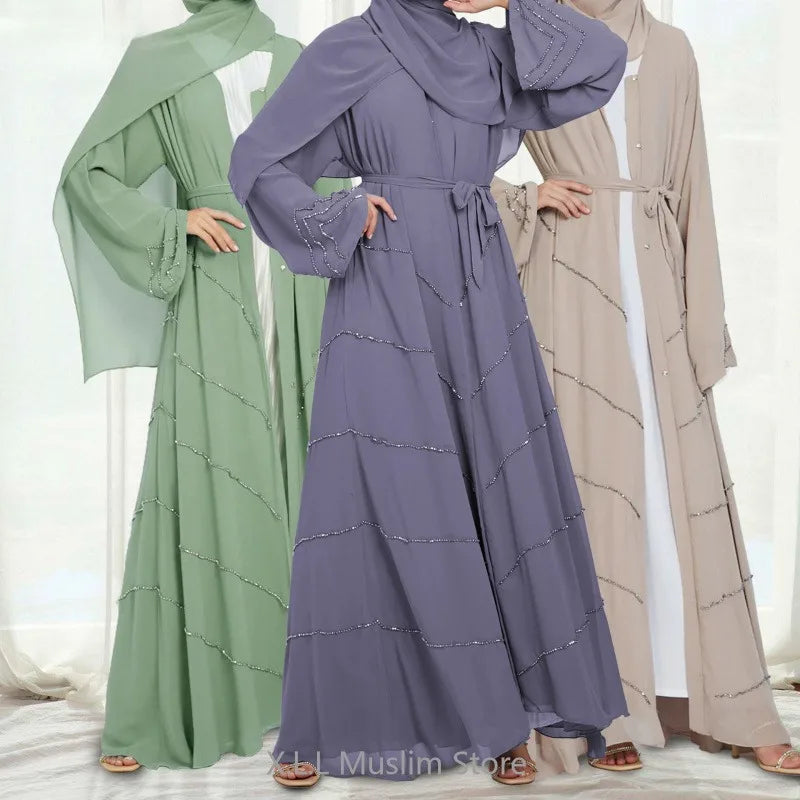 dubai 2024 luxury opened kimono abaya long loose dress prayer garment for women - elegant party kaftan, modest islamic fashion, spring summer wear, sizes s-xxl