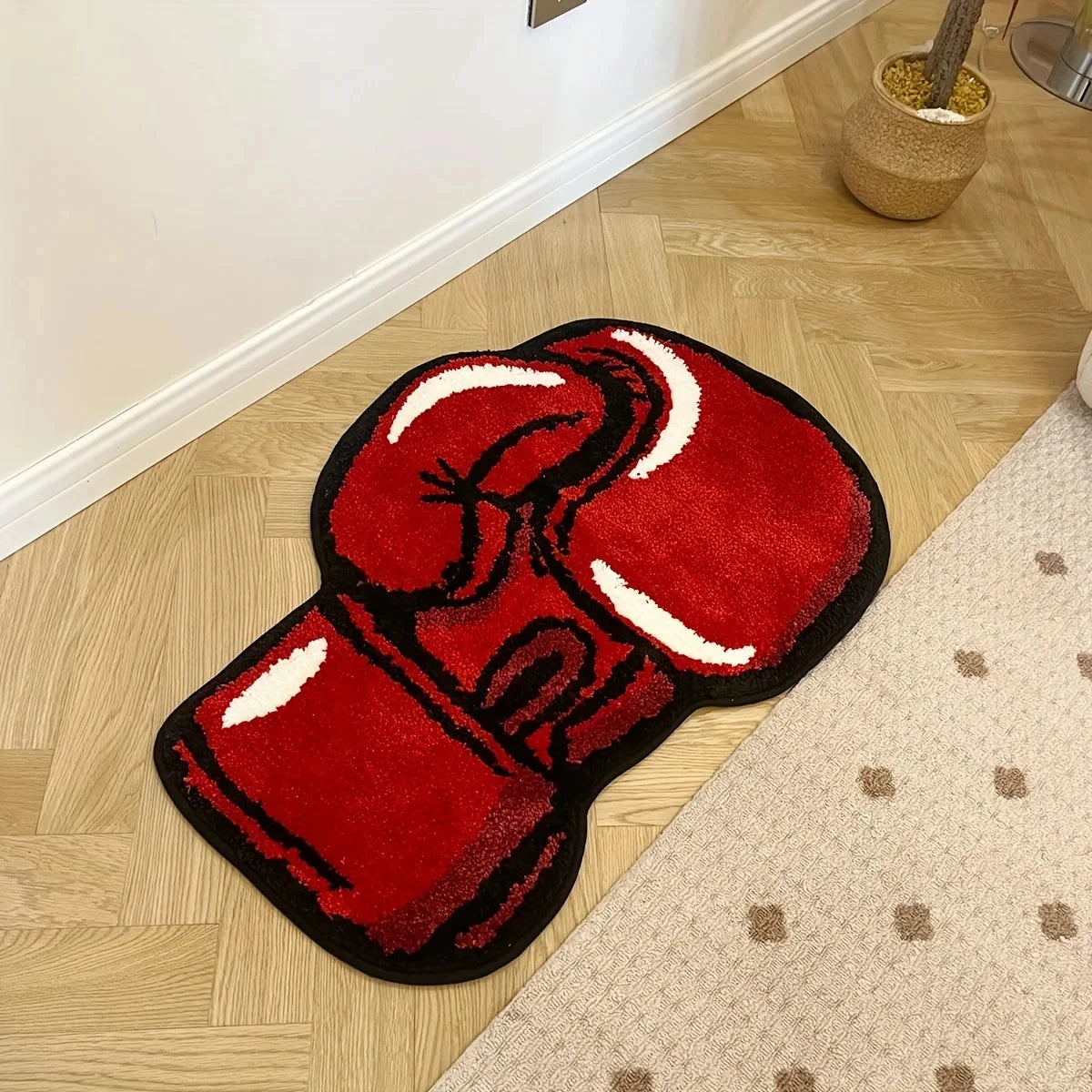 red boxing gloves tufted rugs soft fluffy tiger print rug non-slip absorbent bathroom floor mat room decor home essential