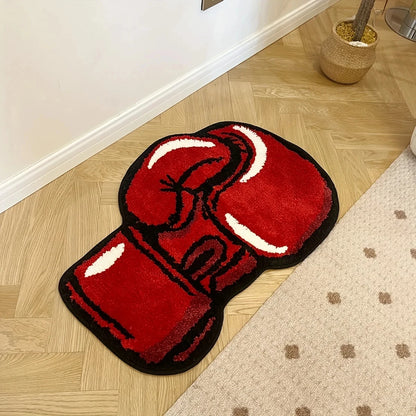 Red Boxing Gloves Tufted Rugs Soft Fluffy Tiger Print Rug Non-slip Absorbent Bathroom Floor Mat Room Decor Home Essential