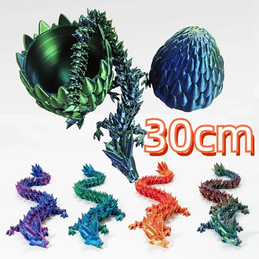 3D Printed Antistress Dragon Fidget Toy Rotatable Articulated 30cm Colors