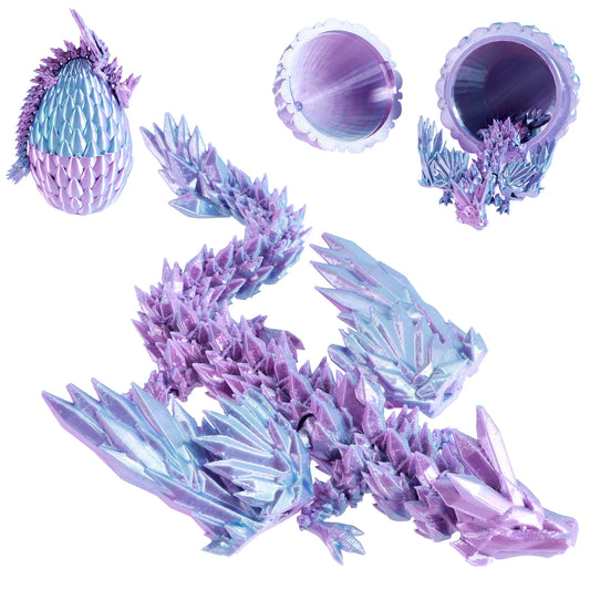 3D Printed Dragon with Dragon Egg Rotatable Colorful Articulated Toys Gift