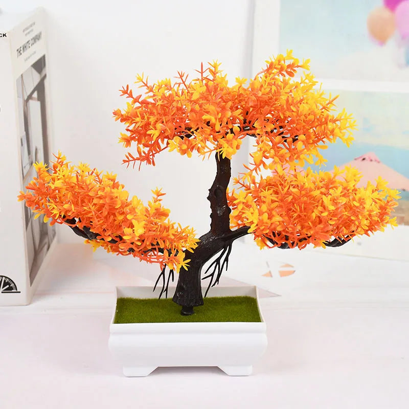 artificial bonsai tree in pot - plastic fake plant for desk, home, hotel, garden decoration, ideal for indoor and outdoor use, decorative potted ornament