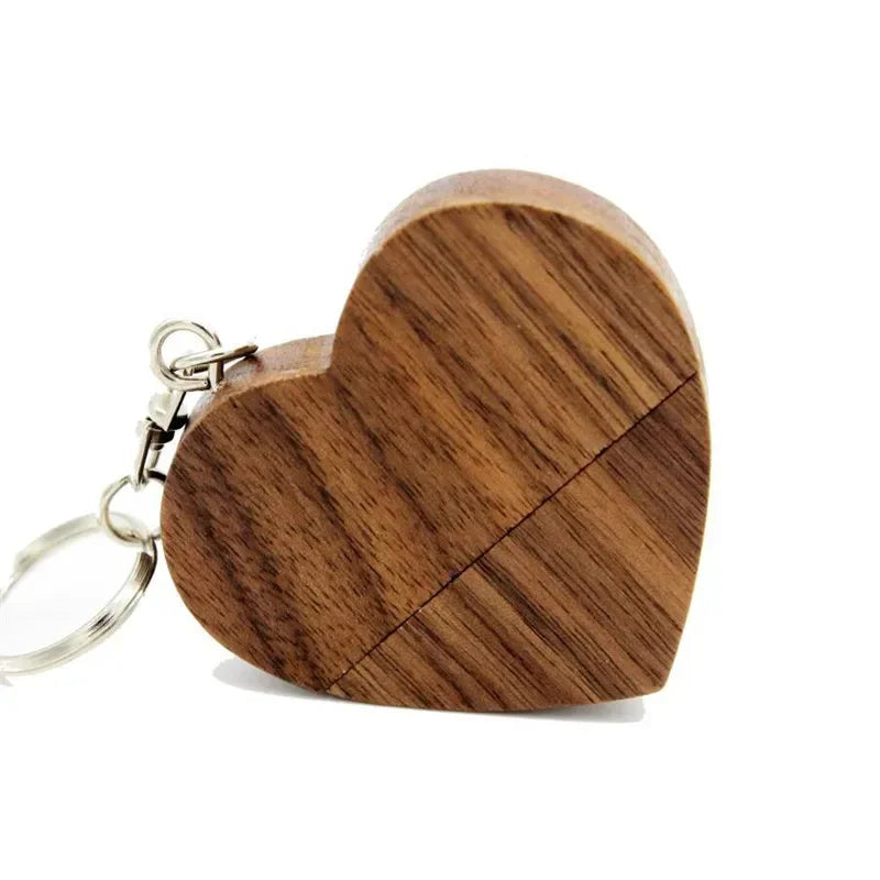 personalised wooden usb stick 64gb | heart-shaped wedding photography gift | memory storage for computers, tvs & cars | unique keepsake in maple or walnut wood box